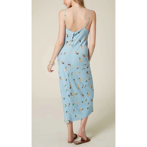O'Neill Izzy Floral Flowers Baby Blue Midi Dress Size Small - Picture 5 of 16